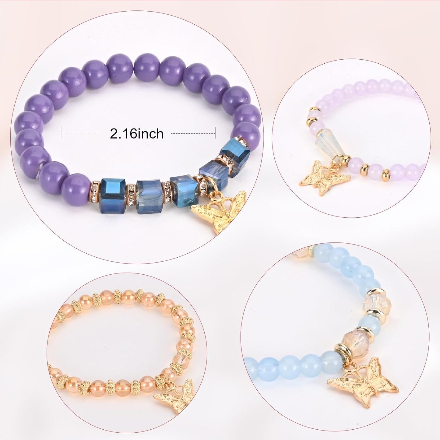 Bohemian Bracelet Sets for Women - 6 Sets Stackable Stretch Bracelets Multi-color Boho Jewelry for Women Hippie Bracelets Dainty Jewelry