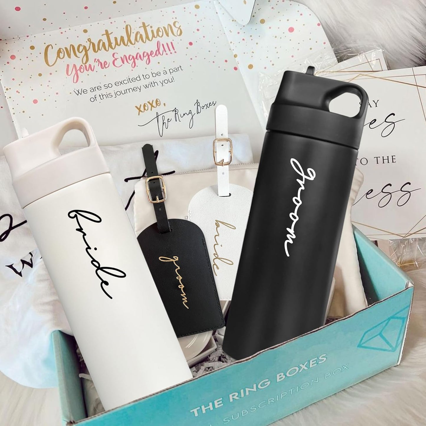Groom and Bride Water Bottles - Wedding Gifts for Bride and Groom - Gifts for Bridal Shower Engagement Wedding and Married Couples Anniversary