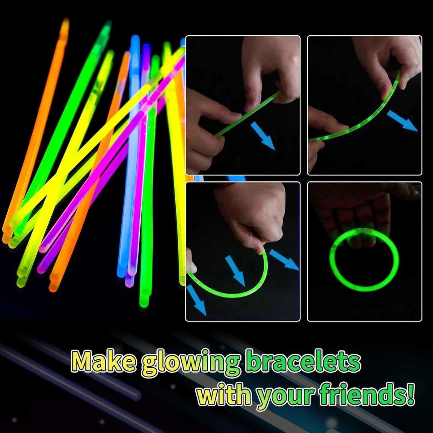 40 Pack 8” Purple Glow Sticks Bulk with 40 Connectors Neon Glow In Sticks Necklaces The Dark Party Favors Supplies for Holiday Birthday Party Decoration (Purple)