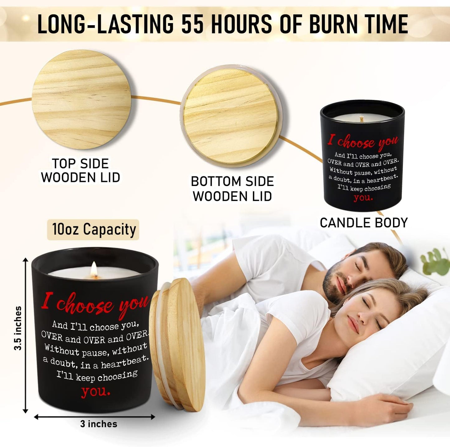 TEEZWONDER Christmas Anniversary Wedding Gifts for Husband Wife - Vanilla Lavender Candle 10 oz - Wedding Gift for Couple, Romantic Birthday Gifts for Him Her Boyfriend Girlfriend Women Men