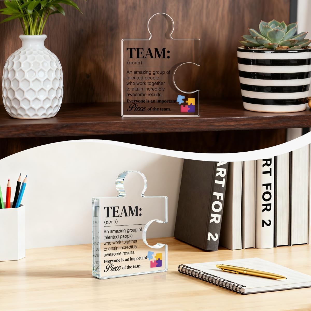 Team Gift Thank You Appreciation Gifts for Coworkers Colleagues Employees Team Definition Acrylic Puzzle Piece Plaque Office Decor