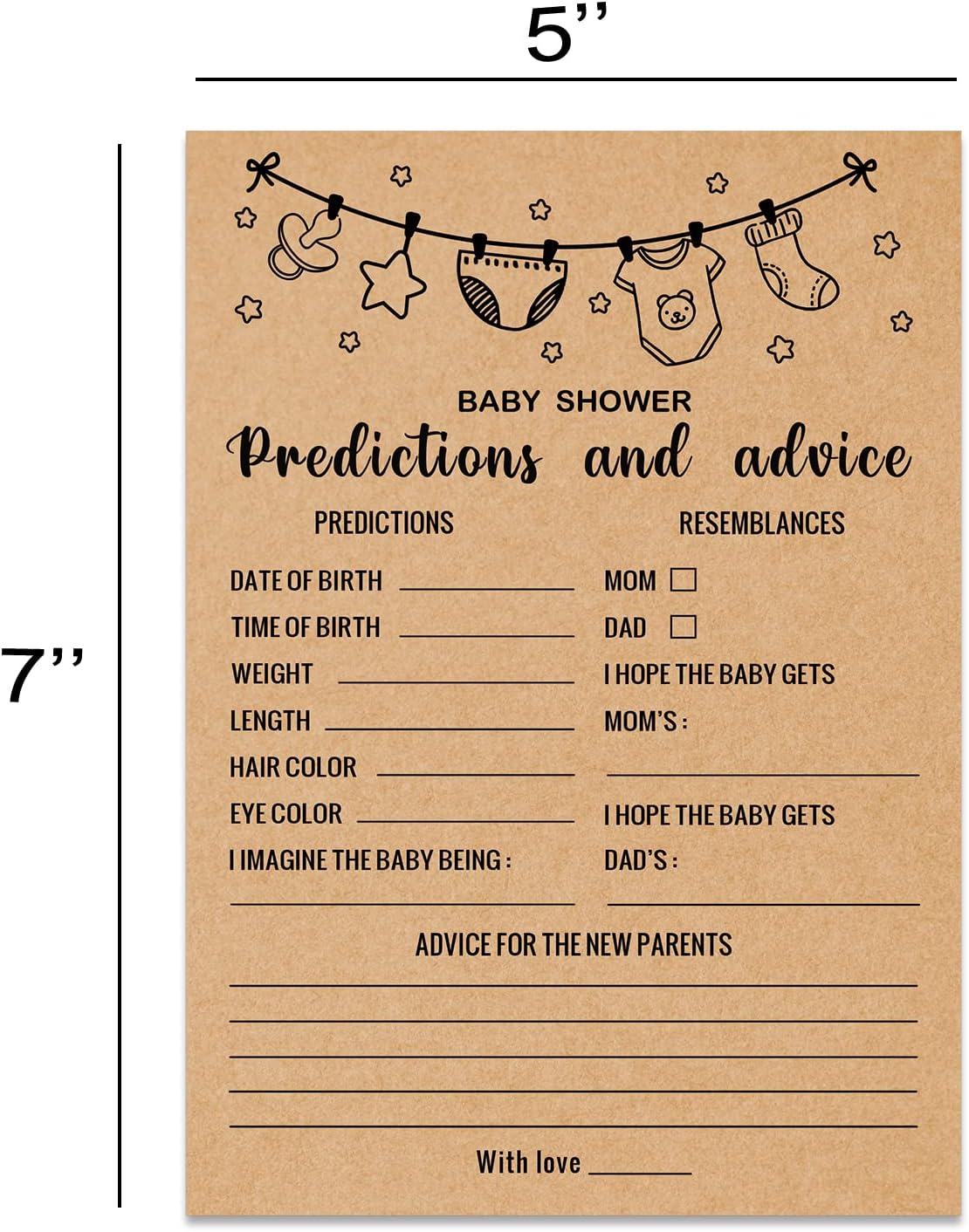 Baby Predictions and Advice Baby Shower Game, Girl or Boy Babies New Parent Message Advice Book, Baby Shower Party Games Supplies & Activities, 30 Game Cards Included, Kraft