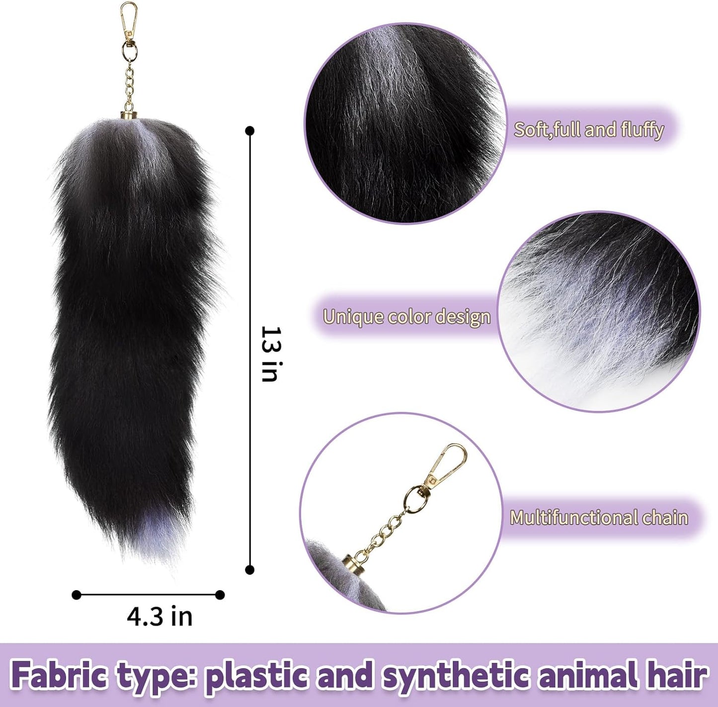 BADALU Therian Cat Mask and Tail Set for Girls - Halloween Furry Fox Mask, Wolf Tail, Cat Costume With Leather Choker - Faux Fur Cosplay Party Accessories