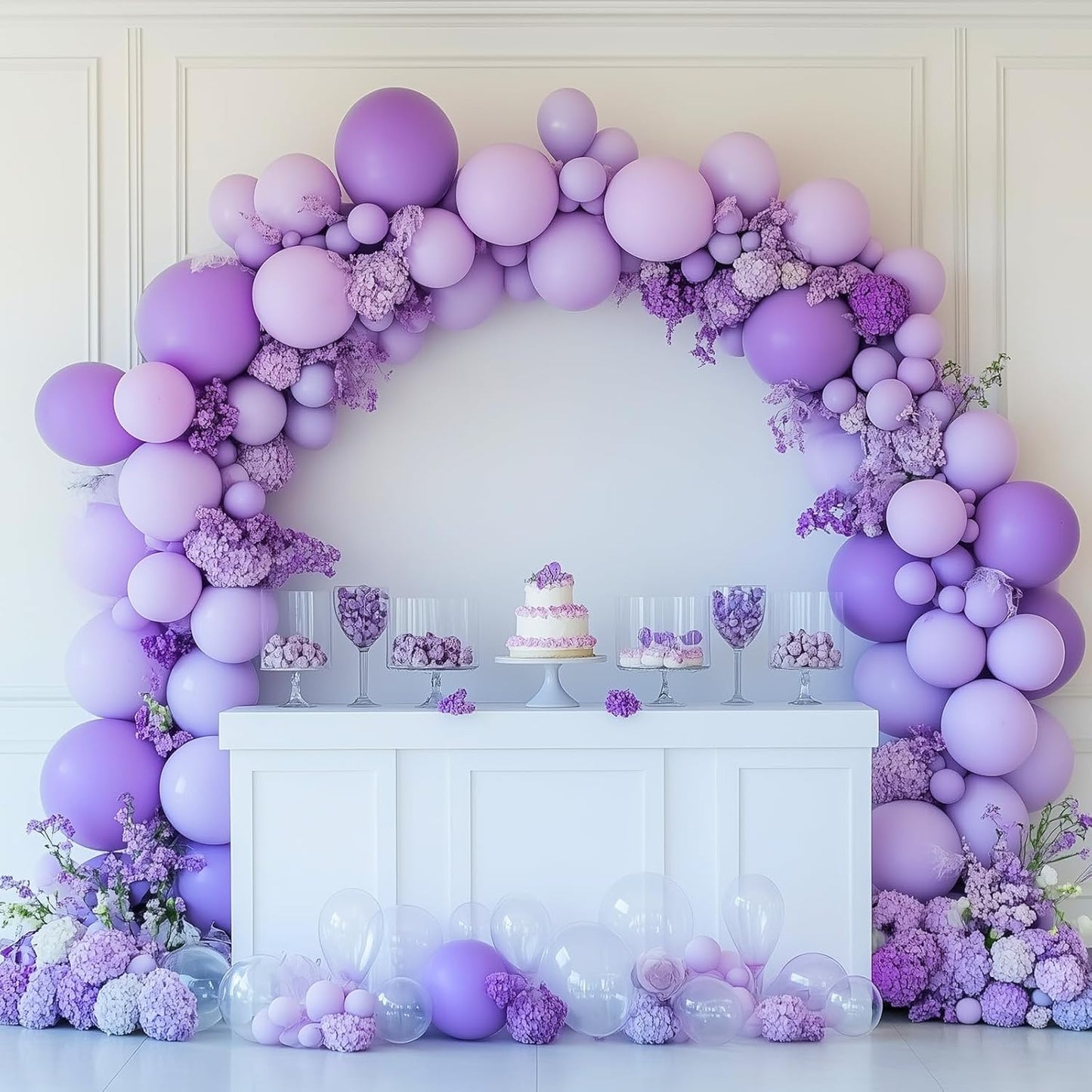 RUBFAC 120pcs Pastel Purple Latex Balloons 12 Inch Lavender Matte Light Purple Balloons for Birthday Baby Shower Graduation Anniversary Wedding Party Supplies Garland Arch Decoration
