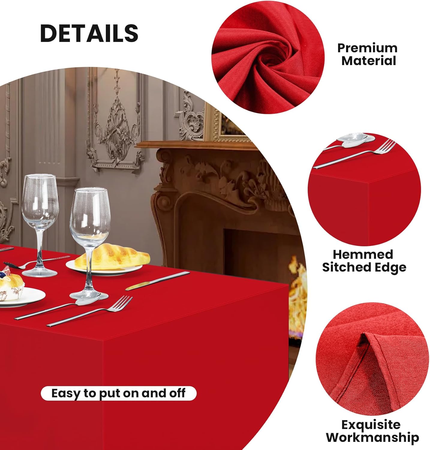 Ascoza 2 Pack Fitted Tablecloth for 4 Foot Rectangle Tables 48 x 24 Inch Red Table Covers Water Resistant Polyester Table Cloth for Wedding, Parties,Display, Trade Show (Red)