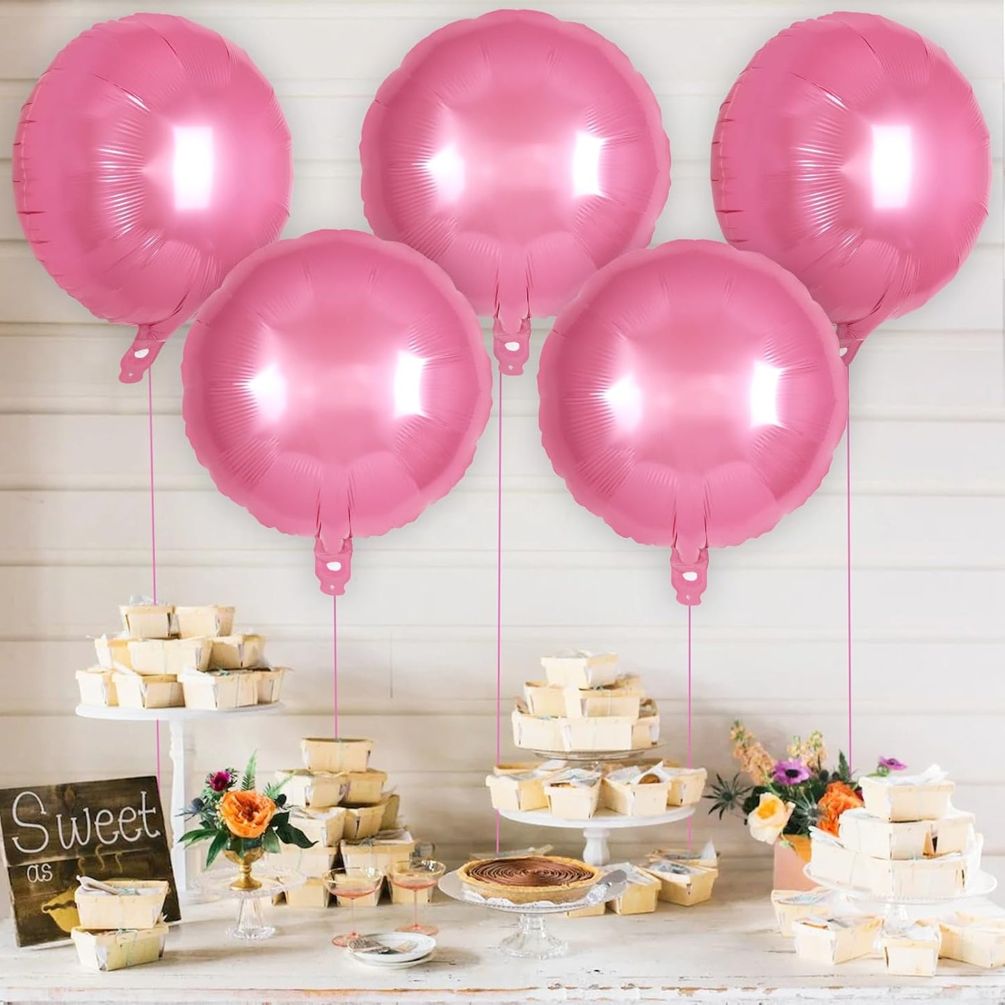 20 Pcs Pink Round Shaped Balloons,18 Inch Round Foil Balloon,Giant Round Mylar Balloon Helium Balloons for Birthday Party Baby Shower Wedding Decorations (Pink)