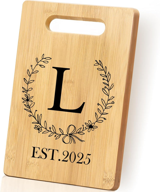 Personalized Cutting Board, Monogrammed Wedding Gift for Couple Newlywed 2025, Initial Birthday Gifts for Women, Gift for Bridal Shower Wedding Shower Engagement Anniversary Housewarming(Letter-L)