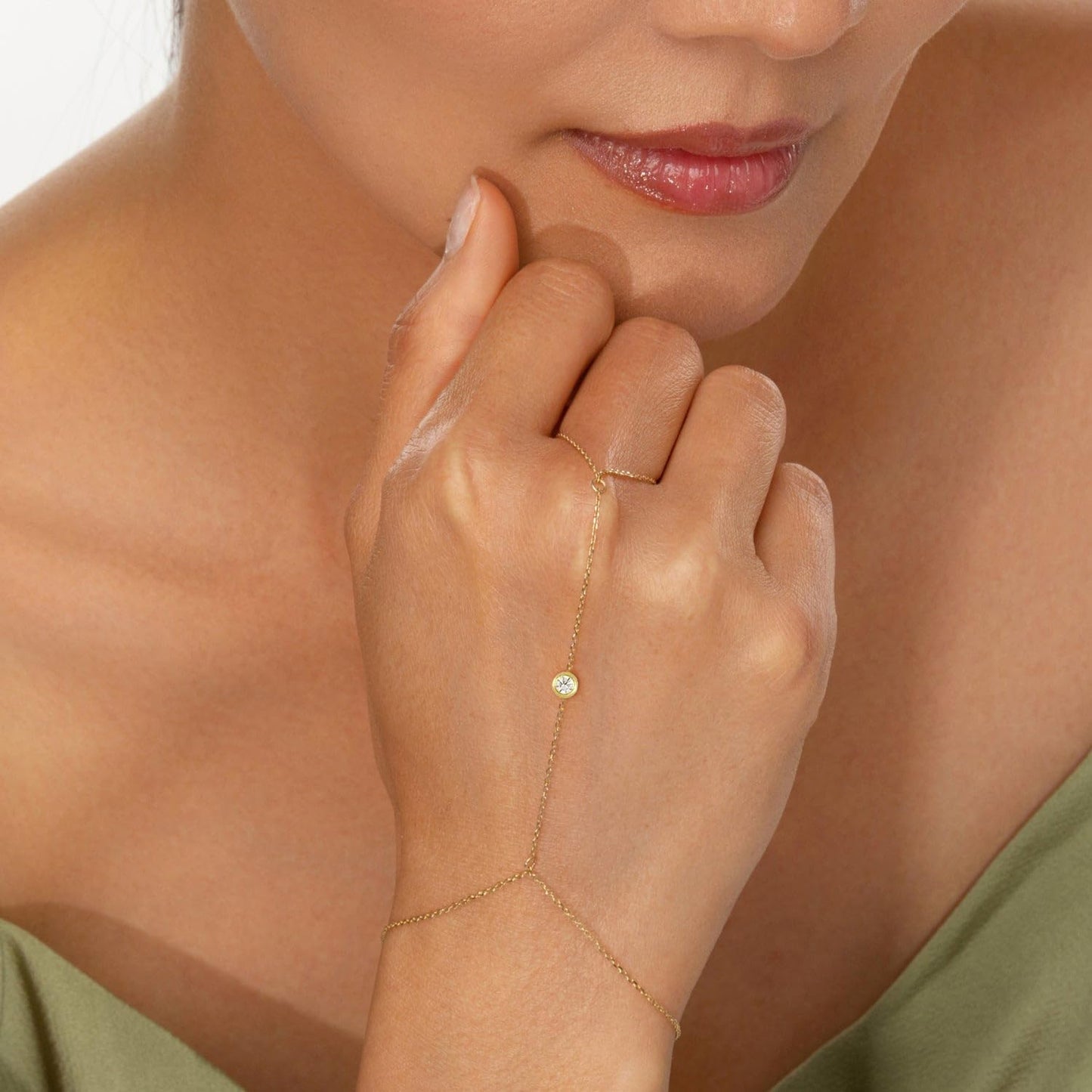 Listine Hand Chain Bracelet 14K Gold Plated Ring Bracelet Hand Chain Trendy Stuff for Women Dainty Hand Bracelets with Finger Ring Hand Jewelry for Women