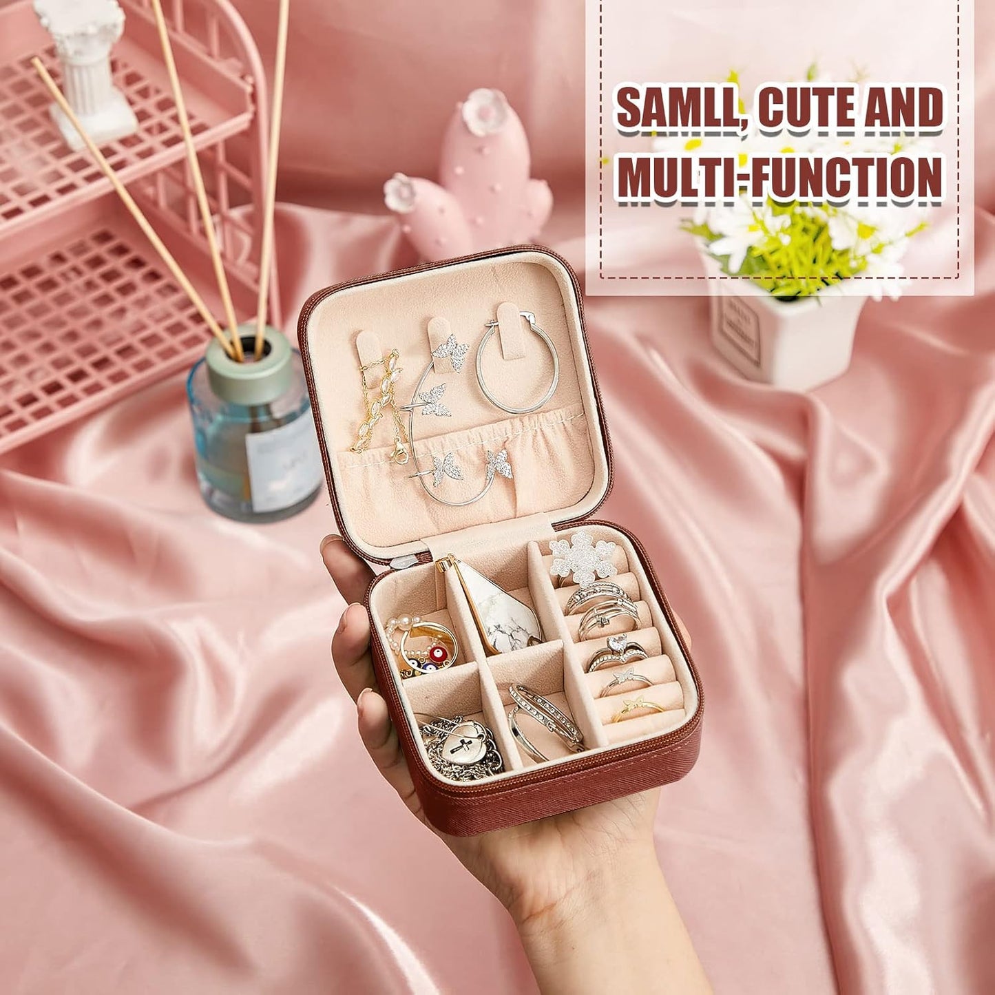 Taiyin 12 Pcs Travel Jewelry Case Bridesmaid Gift Boxes Bulk Travel Jewelry Case Small Jewels Organizer Mini Accessories Ornaments Storage for Women Girls Wedding Bridesmaids Gifts