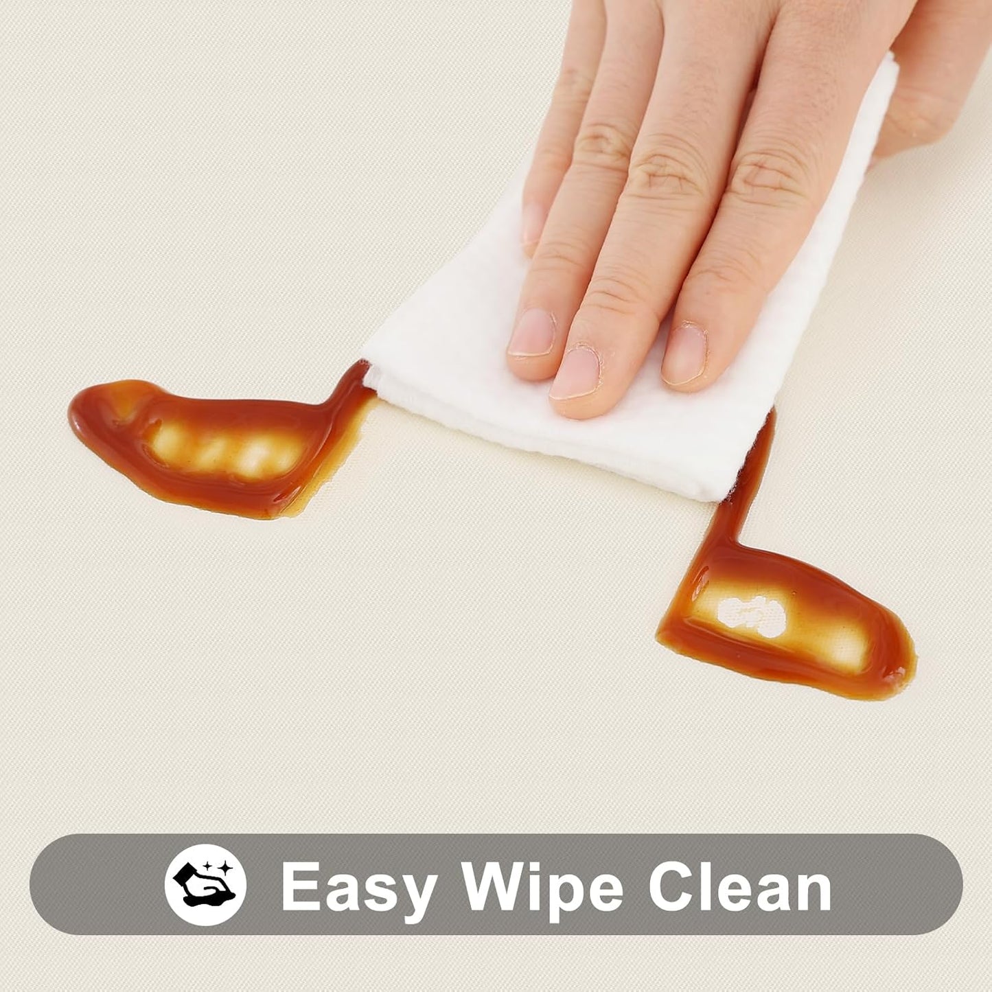 Smiry Rectangle Tablecloth, Elastic Fitted Flannel Backed Vinyl Tablecloths for 8ft Folding Tables, Waterproof Wipeable Table Covers for Indoor, Outdoor, Picnic and Camping (Beige, 30"x96")