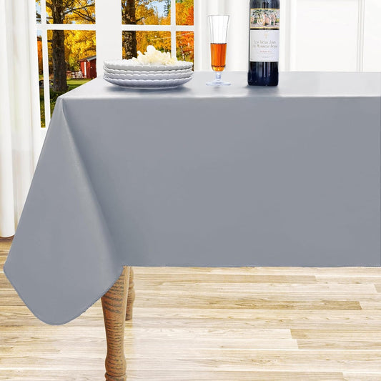 homing Rectangle Vinyl Tablecloth, Waterproof Spillproof Plastic Flannel Backed Table Cloth, Wipe Clean Table Cover for Dining, Buffet Parties and Camping (Grey, 54" x 120")