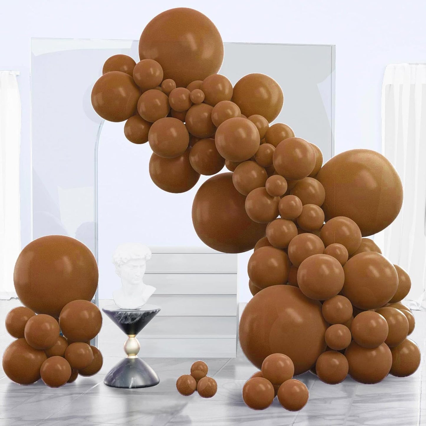 PartyWoo Brown Balloons 140pcs Different Sizes of 18 12 10 5 Inch Boho Neutral Fall Coffee Tan Balloons Arch Kit Garland for Birthday Boy Baby Shower Jungle Safari Fall Party Decorations Brown-F09