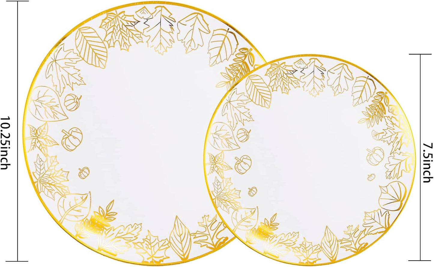 LIYH 60pcs Gold Plastic Plates,Plastic Thanksgiving Plates,30 Plastic Dinner Plates 10.25",30 Dessert Plates 7.5", Dessert Plates Prefect for Fall Tableware,Thanksgiving Decor
