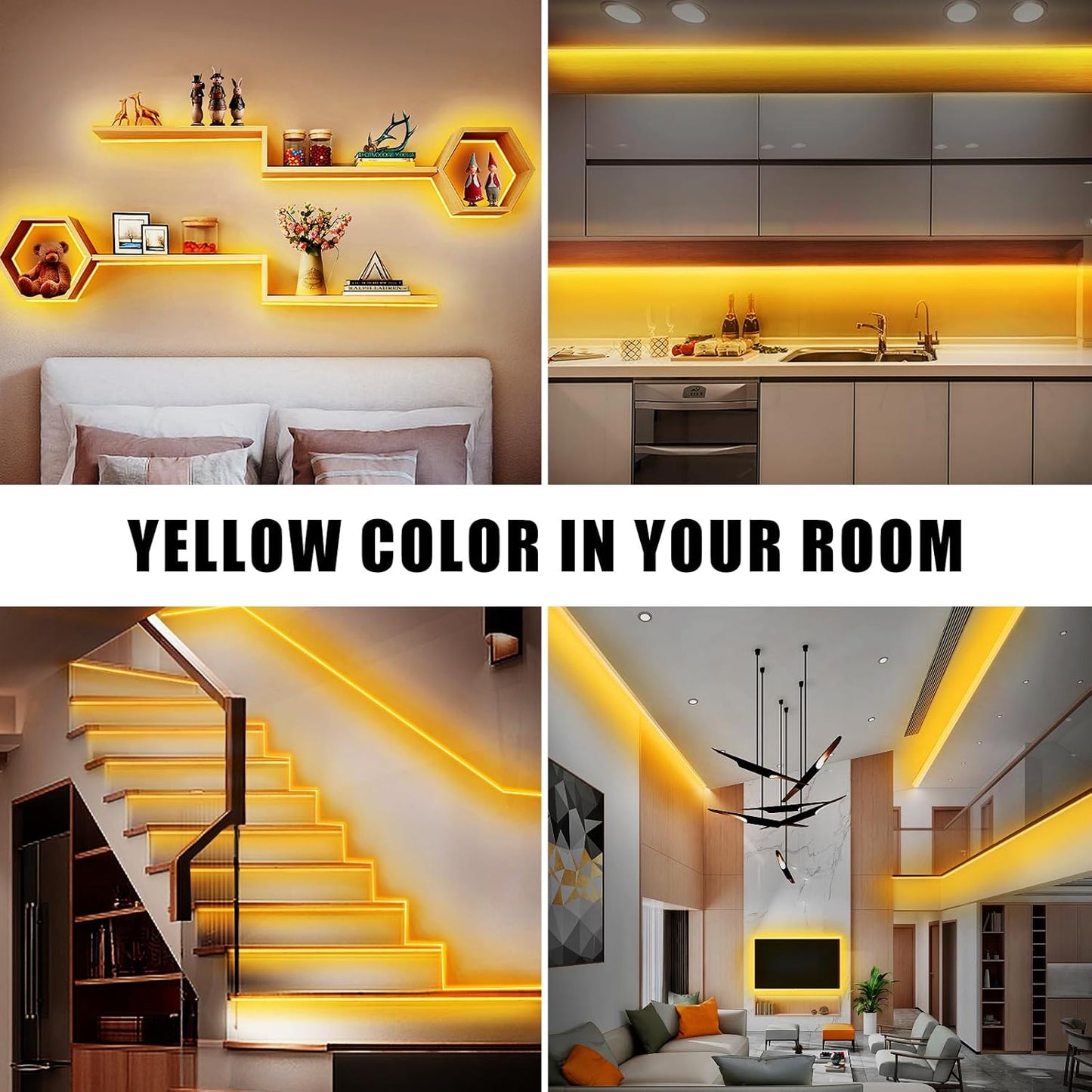 32.8ft Orange Color COB Strip Lights with RF Remote, 2000K Dimmable Ultra Bright Yellow COB Light Strip, Indoor Adhesive Led Lights for Cabinet, Living Room, 2 Rolls of 16.4ft