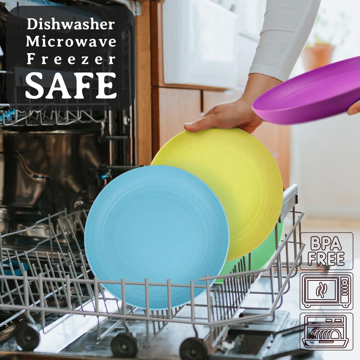 Homienly Wheat Straw Small Plates, Dessert Plates Set of 8, Wheat Straw Appetizer Plate for Snack, Side Dish, Unbreakable Microwave and Dishwasher Safe Mini Plate Set (5.7 inch, Memphis)