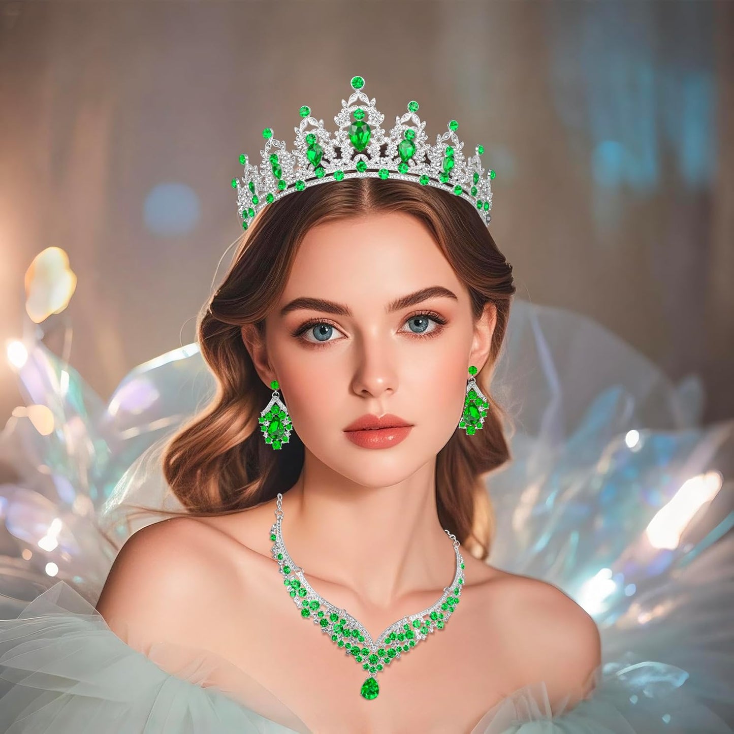 Crowns and Tiaras jewelry sets for Wedding princess birthday party Halloween Prom Pageant Jewelry for Women Crystal Bridal Jewelry Set for women