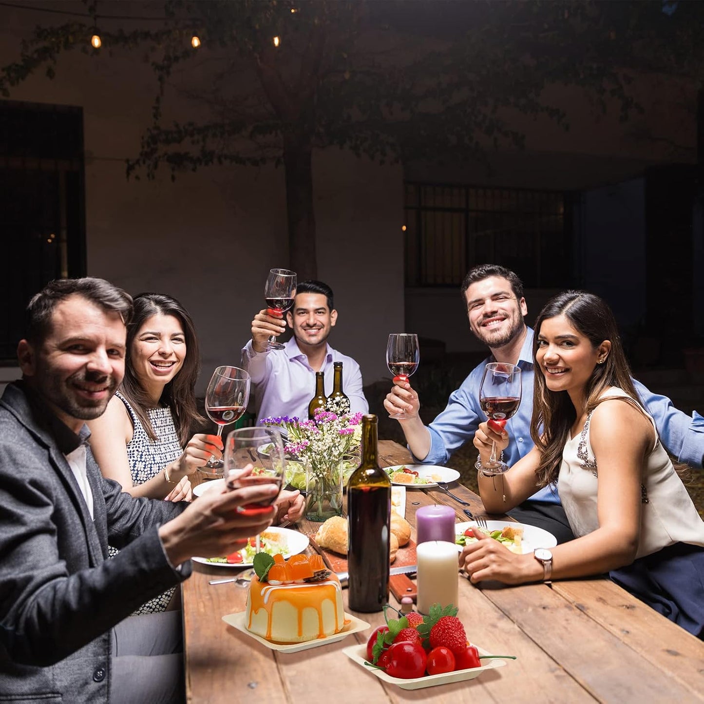 Disposable Square Palm Bowls Palm Leaf Bowls Bamboo Disposable Plates Square Wood Plates for Birthday Party, Wedding Events, Appetizer, Dessert, Catering and Home Use (50, 3.94x3.94x0.6 Inch)