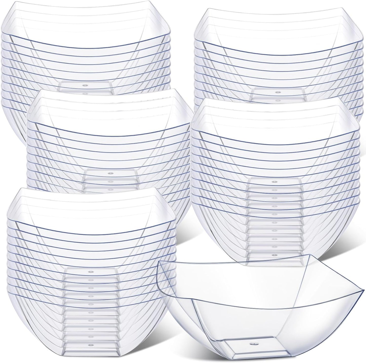 Tanlade 50 Pcs Square Plastic Serving Bowls Disposable Snack Salad Bowl Small Party Candy Bar Containers Taco Bar Serving Dishes for Buffet Chips Fruit(Clear,16 oz)