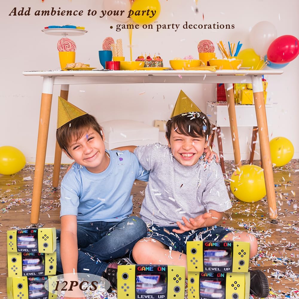 Shescrzionu Video Game Party Favors Boxes 12 PCS-Perfect Gamer Favor Boxes with Window, Game On Birthday Decorations Video Game Birthday Decorations,Game Bags,Video Game Gifts Aa15