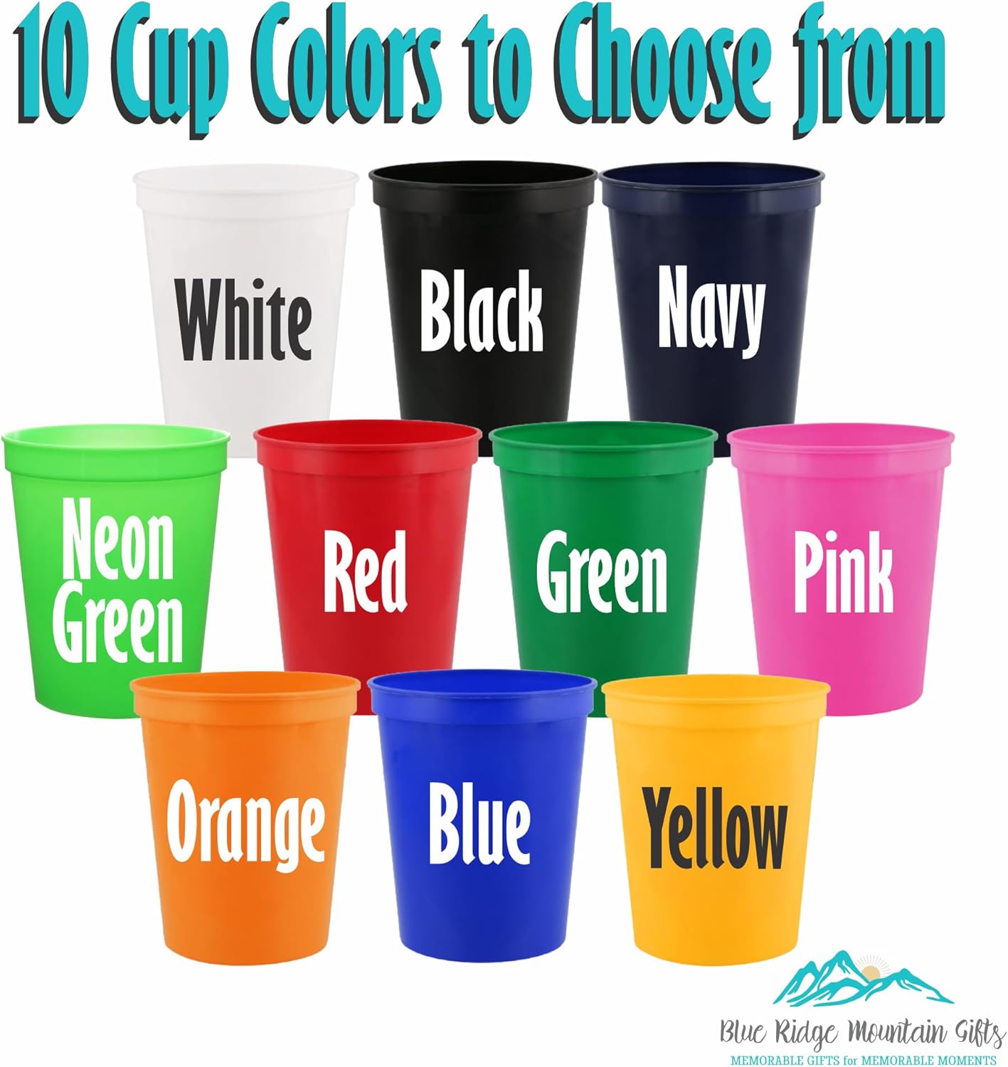 Custom Stadium Cups with Photo – Personalized 16oz Cups with Text – Printed Directly on Cup – Choose Cup Color, Text Color, Quantity and More – Party Favor for Birthdays & Events (Big Head)