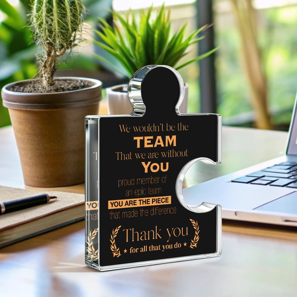 Teams Appreciation Gifts Thank You Gift for Coworkers Colleagues Employees Boss, Best Team Ever Gifts We Wouldn't Be the Team We Are Without You Acrylic Puzzle Piece Plaque Office Decor, Black