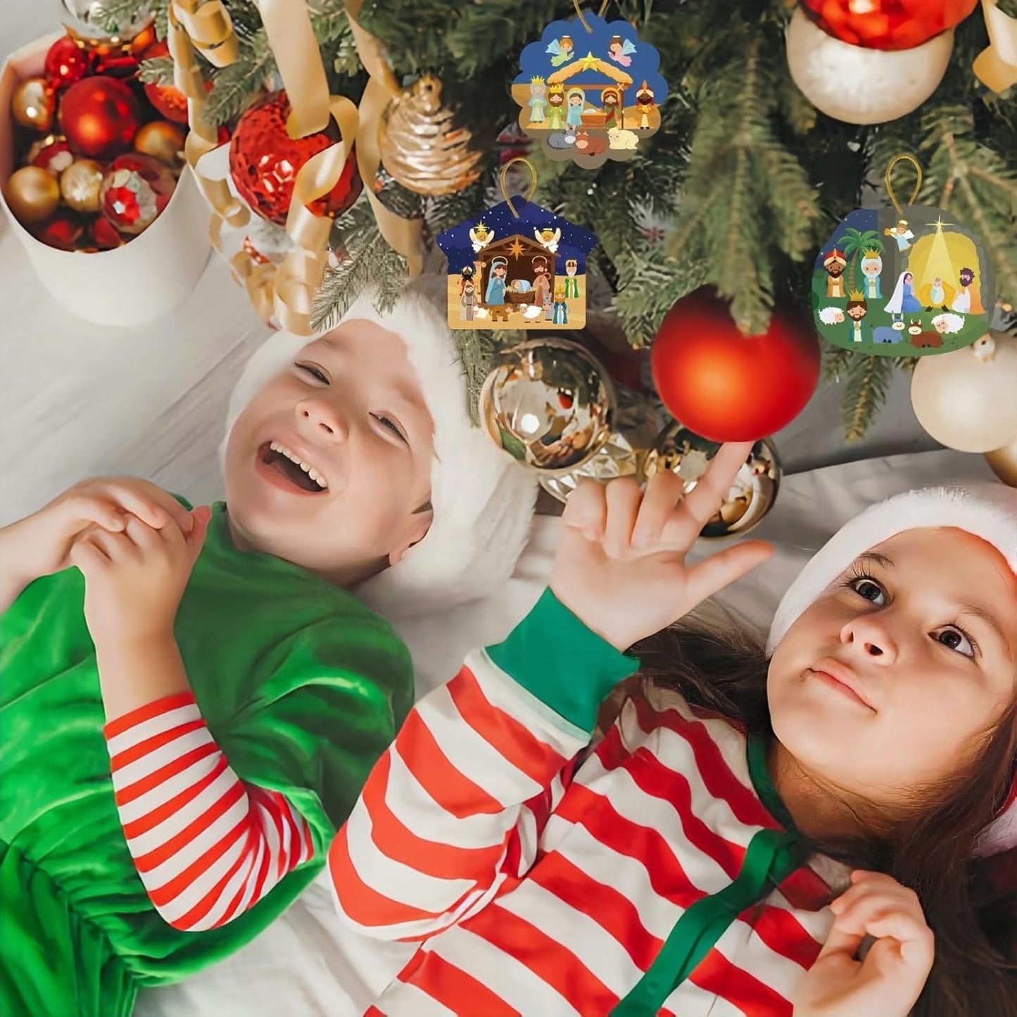 30 Sets Nativity Sticker Set for Kids Make a Nativity Sticker Scene, Religious Christmas Crafts Gifts, Christmas Hanging Decorations for Kids Sunday School Classroom, Christian Party Games Activities