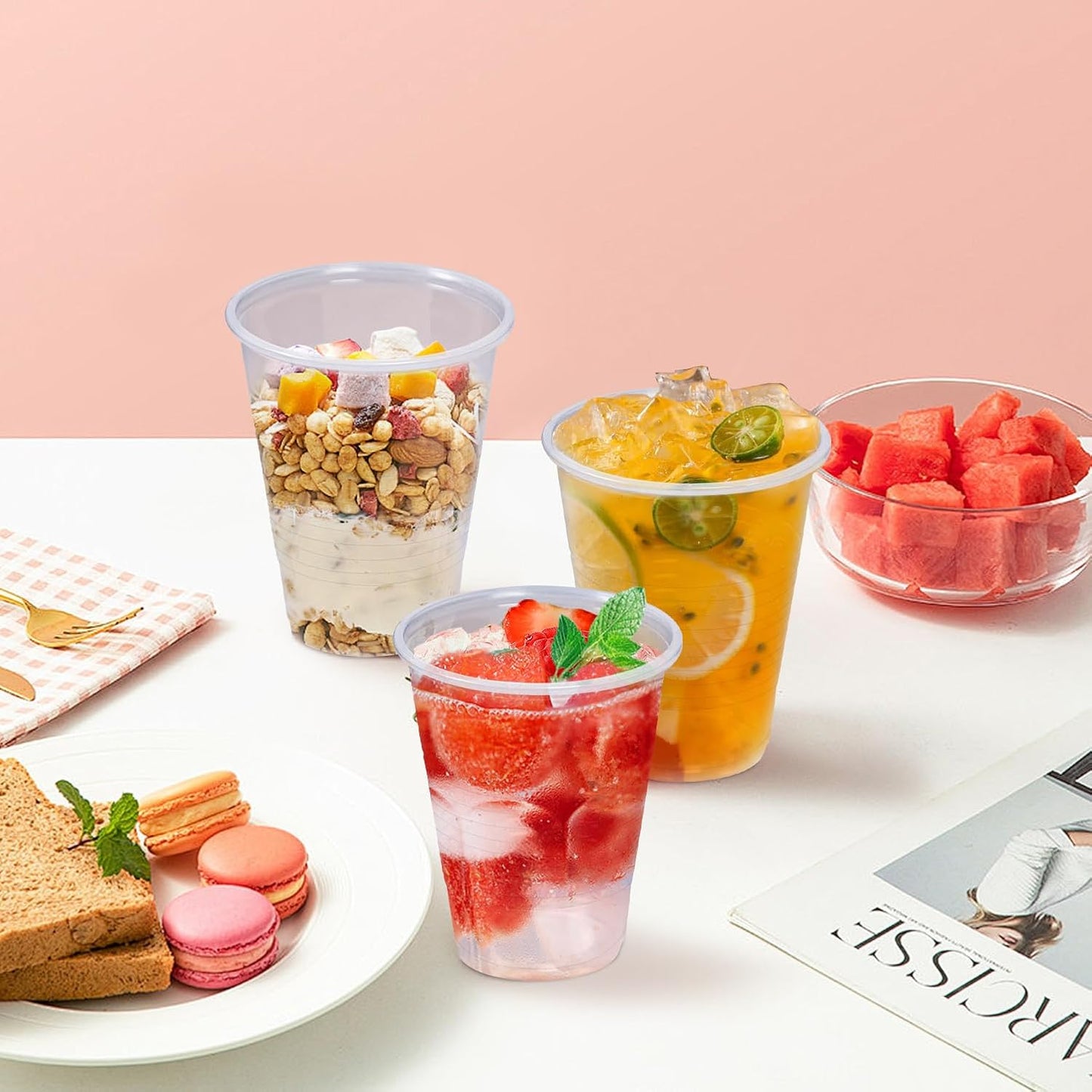 2000 Pack 12 oz Clear Plastic Cups, 12 Ounce Disposable Drinking Cups for Party, Event, Picnic, Cold, Hot