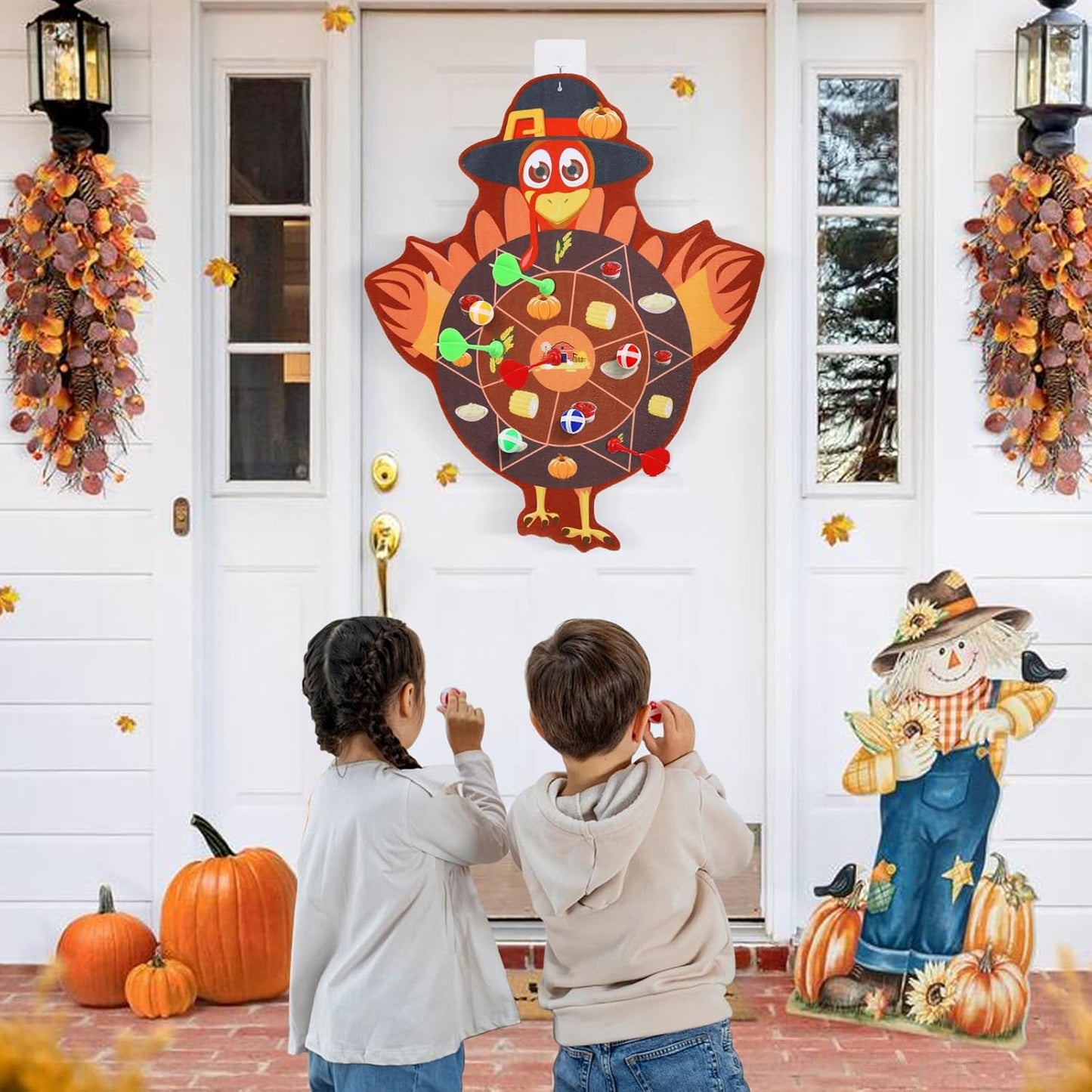 Thanksgiving Games Turkey Dart Board for Family, Teen Adults with 12 Sticky Balls and 8 Darts, Thanksgiving Activities Games Toys Party Favors Gifts