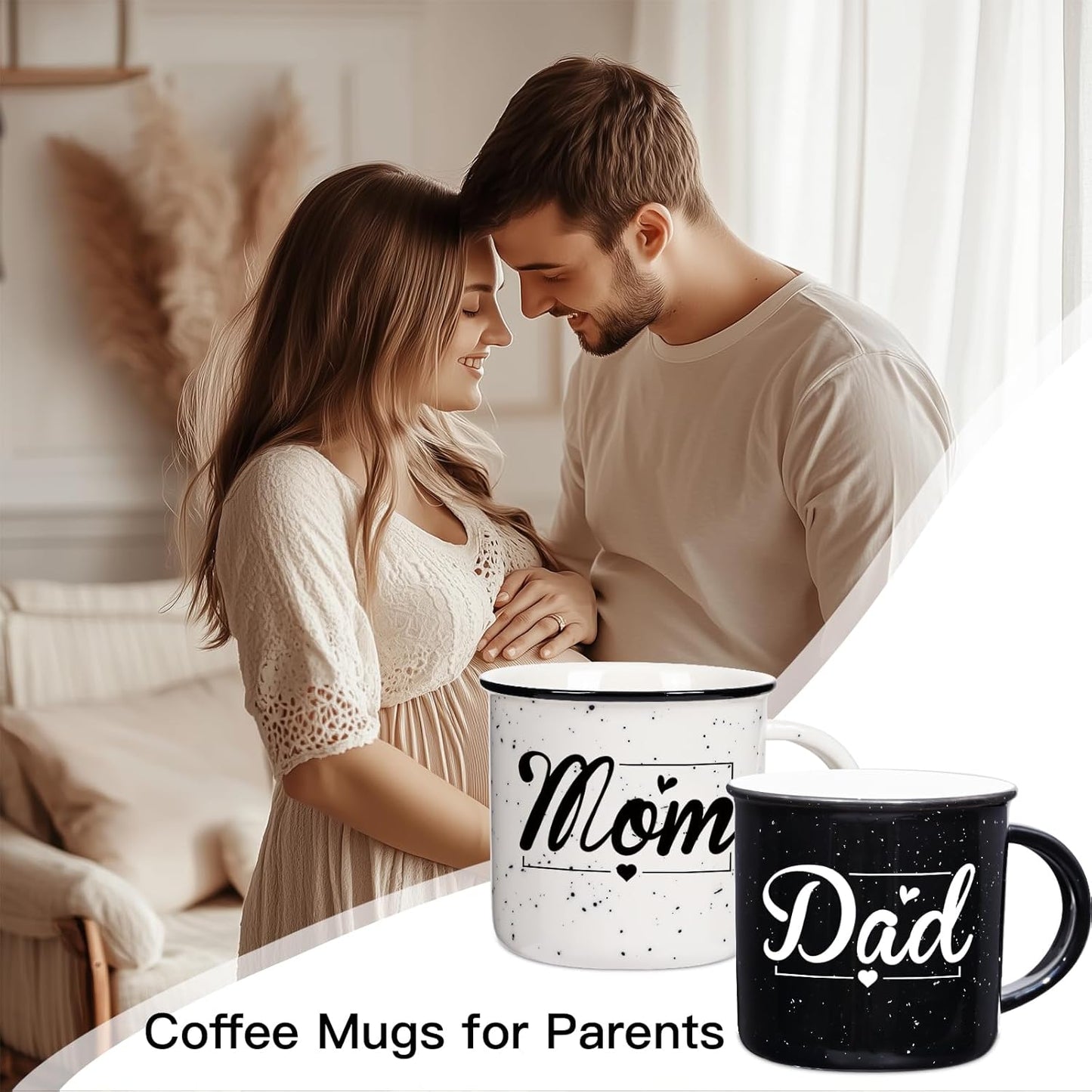 Mom and Dad Mug Set of 2 Coffee Mug 10 Ounce, New Parents Gift for Couples, New Mom and Dad Gifts for Expecting First Time Parents, Thanksgiving and Christmas Gifts