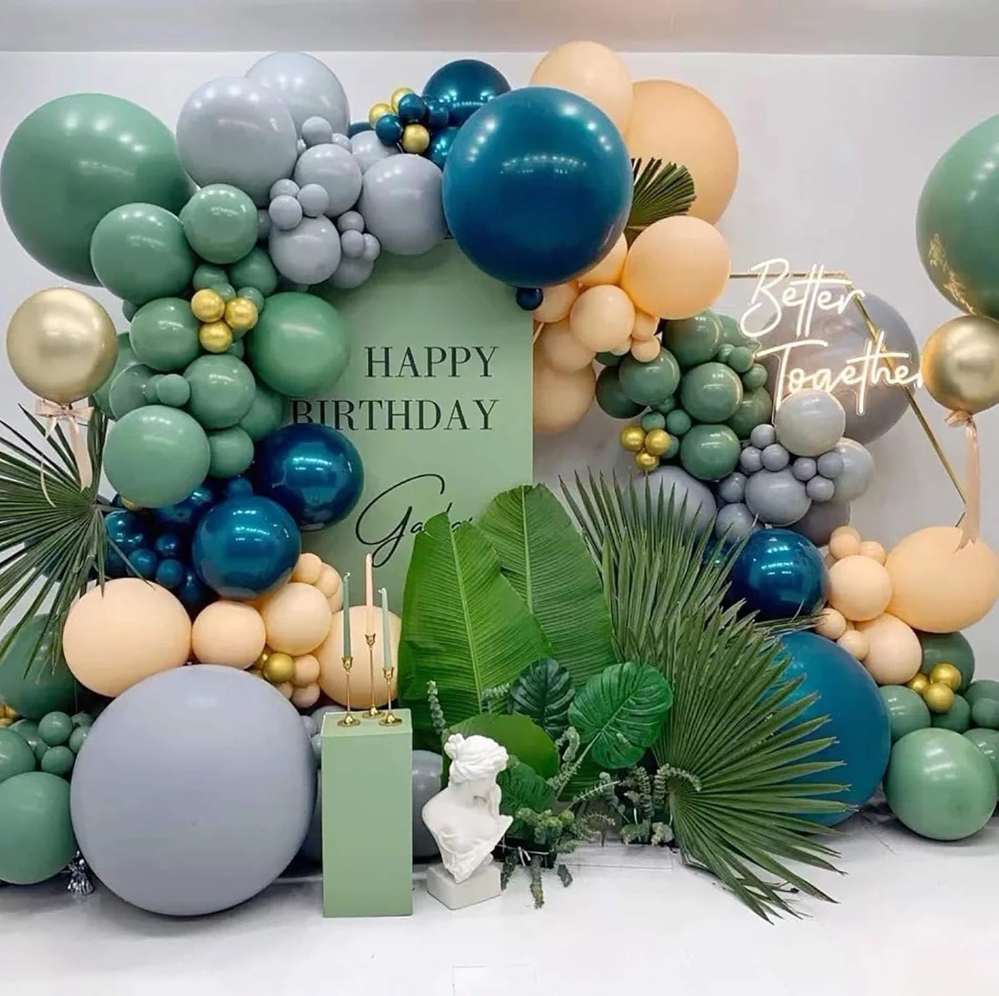 KALOR 12 Inch Retro Bean Green Balloons, 50 Pcs Latex Helium Balloons for Kid's Birthday Party, Baby Shower, Wedding, Graduate Party Decorations