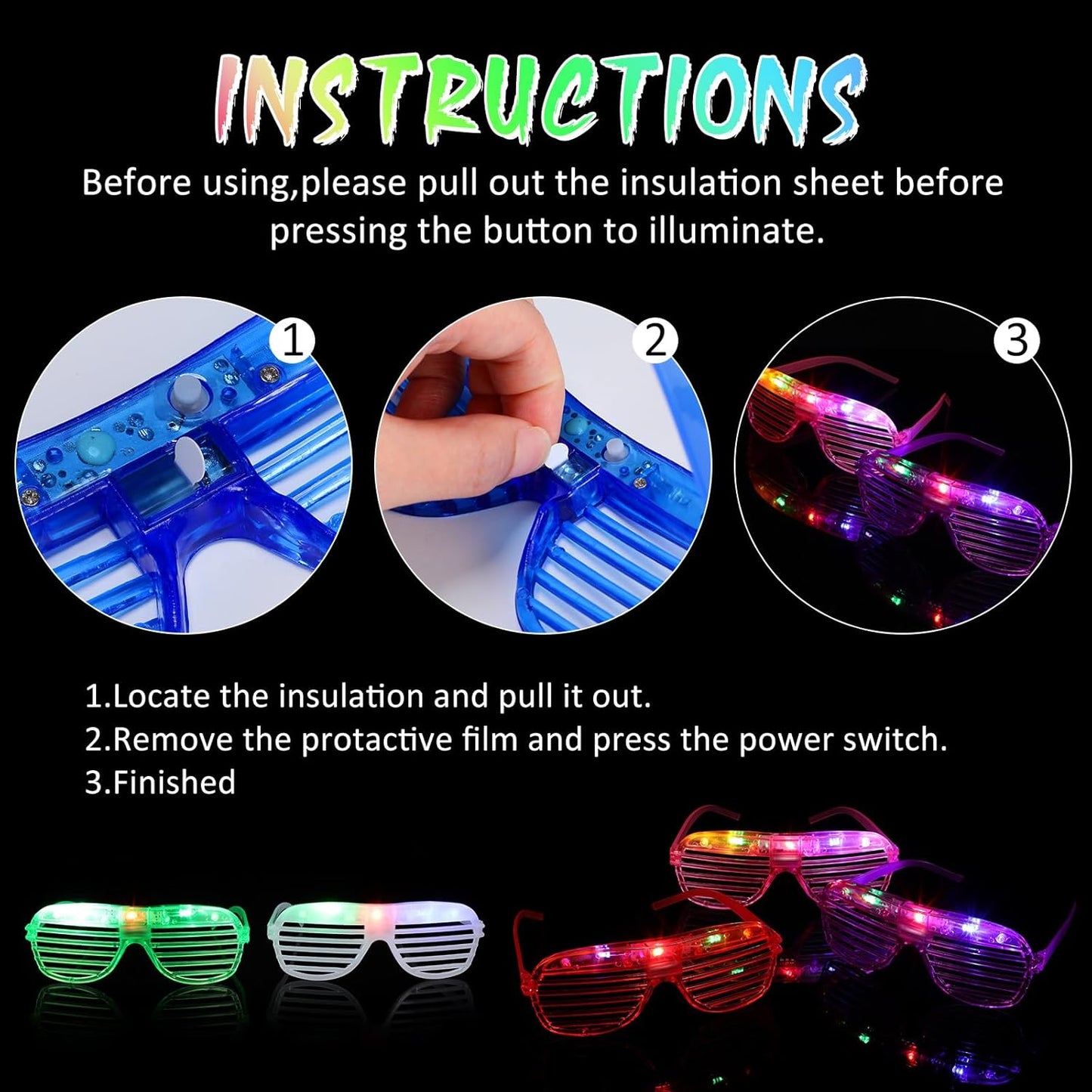Honoson Halloween 120 LED Glasses Light up Glasses Glow in The Dark Party Supplies Neon Flashing Glow for Halloween