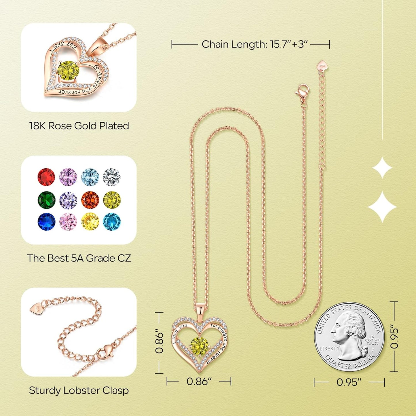 18K Rose Gold Necklaces for Women Birthday Gifts for Women Jewelry for Women Birthday Gifts for Wife Girlfriend Daughter Wife Birthday Gifts for Anniversary Mothers Day Christmas Valentines Gifts