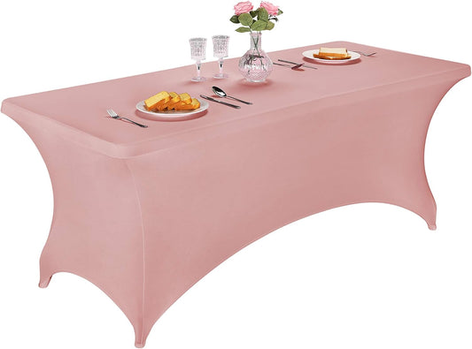 LZY Spandex Fitted Stretch Table Cover for 6 ft or 4ft or 8ft Folding Table, Rectangular Cocktail Tablecloth, Perfect for Party or Banquet