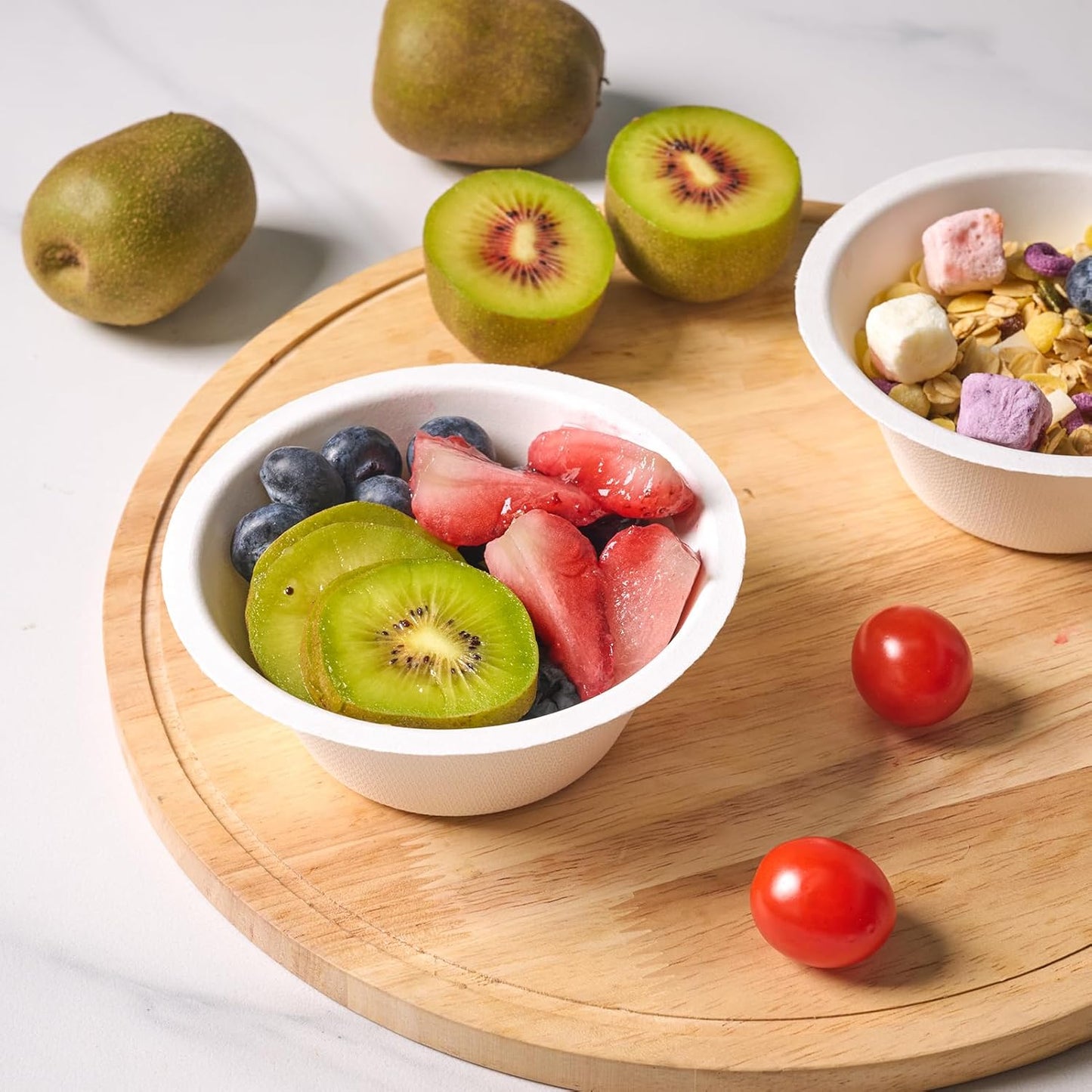 ECOLipak 150 Pack Compostable Paper Bowls, 8 oz Heavy-Duty Disposable Biodegradable Soup Bowls Made of Natural Bagasse, Suitable for Salad, Dessert, Milk, Cereals