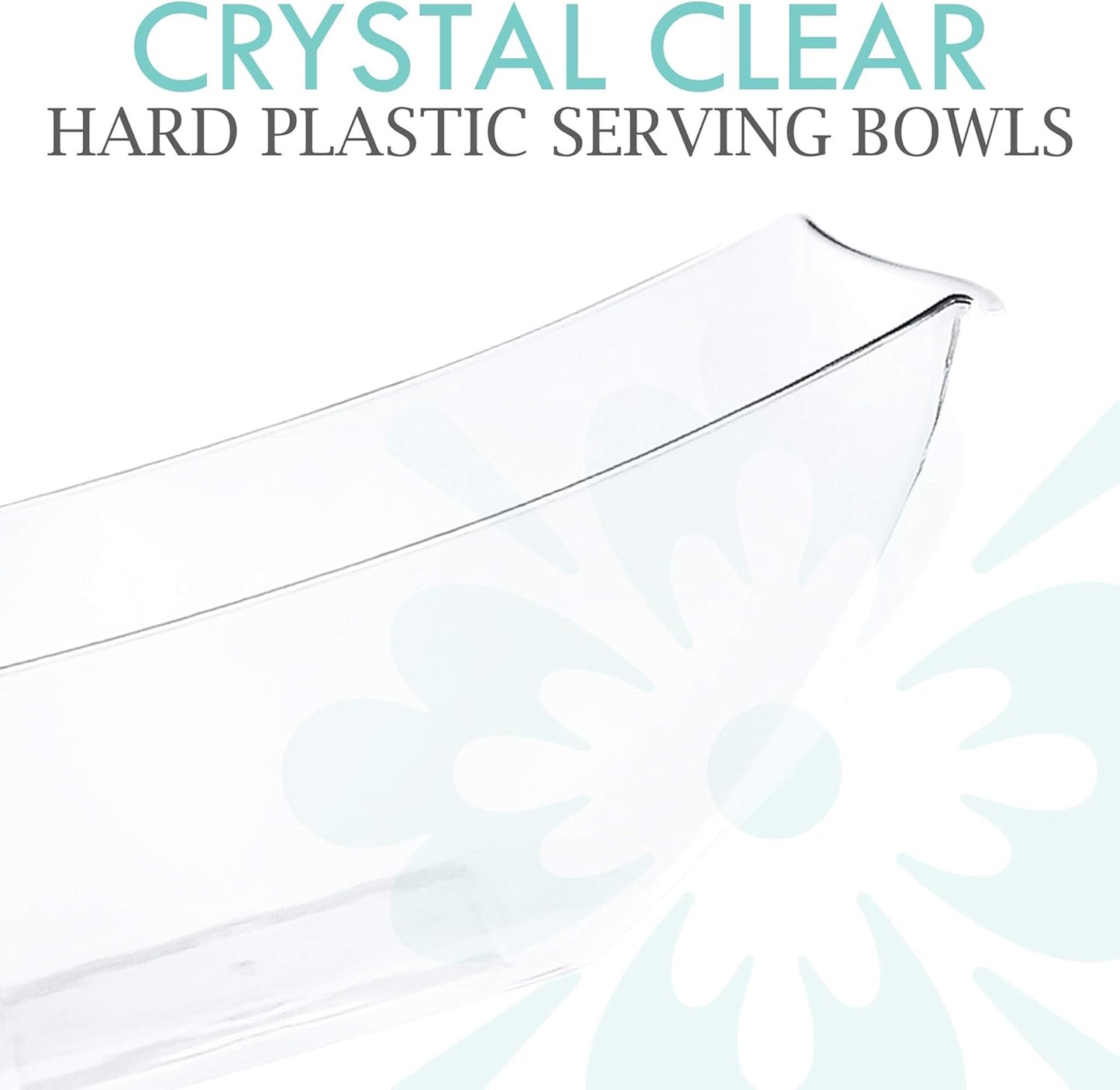 PLASTICPRO Disposable 64 ounce Square Serving Bowls, Party Snack or Salad Bowl, Large Plastic Crystal Clear Pack of 4