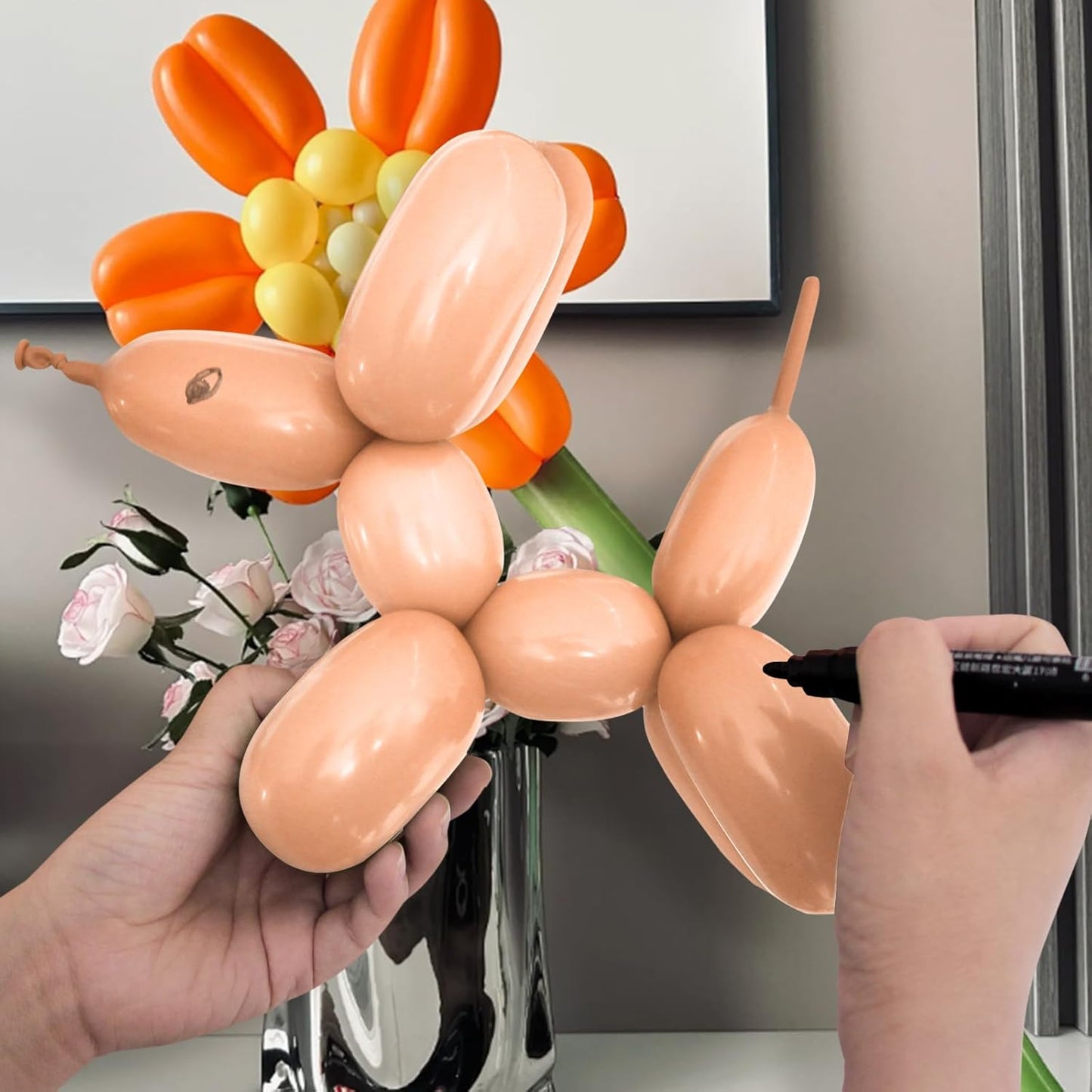 100Pcs Nude 260 Balloons - Long Beige Thickening Latex Tan 260q for Animal Model, Halloween, Weddings, Birthdays, Clowns