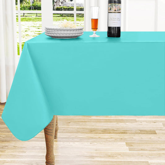 homing Rectangle Vinyl Tablecloth, Waterproof Spillproof Plastic Flannel Backed Table Cloth, Wipe Clean Table Cover for Dining, Buffet Parties and Camping (Teal, 54" x 108")