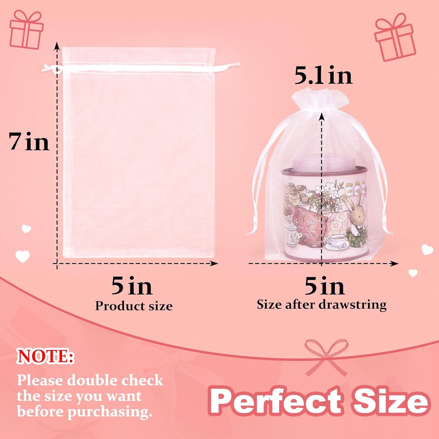 Crweety 50 Pack White Organza Bags 5x7 Inch, Small Mesh Gift Bags for Jewelry Sachet, Elegant Small Mesh Bag Drawstring for Candy Wedding Party Favor, Bridal Shower, Baby Shower & Christmas Gifts