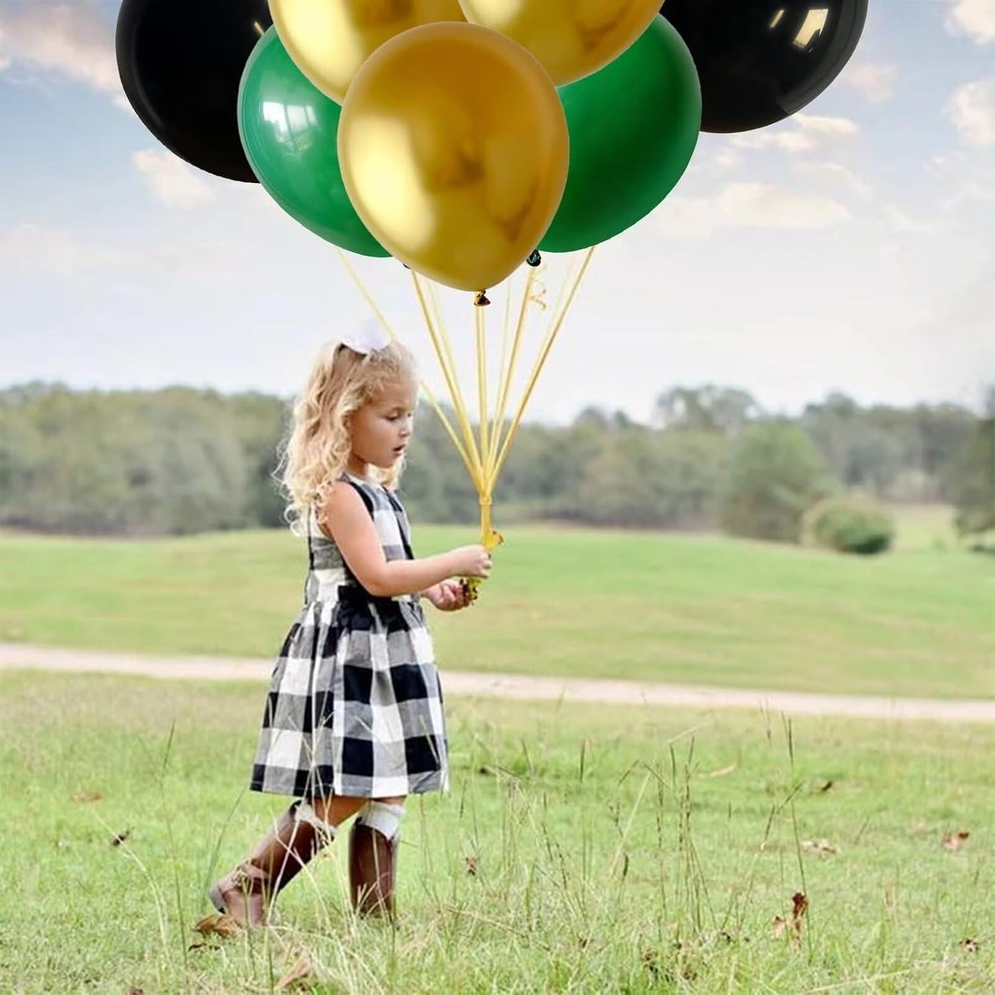 Balloons Green Black and Gold, 70pcs 12 Inch Dark Green Metallic Chrome Gold Black Latex Helium Balloons for Jungle Safari Theme Birthday Video Game Party Supplies Graduation Wedding Party Decorations