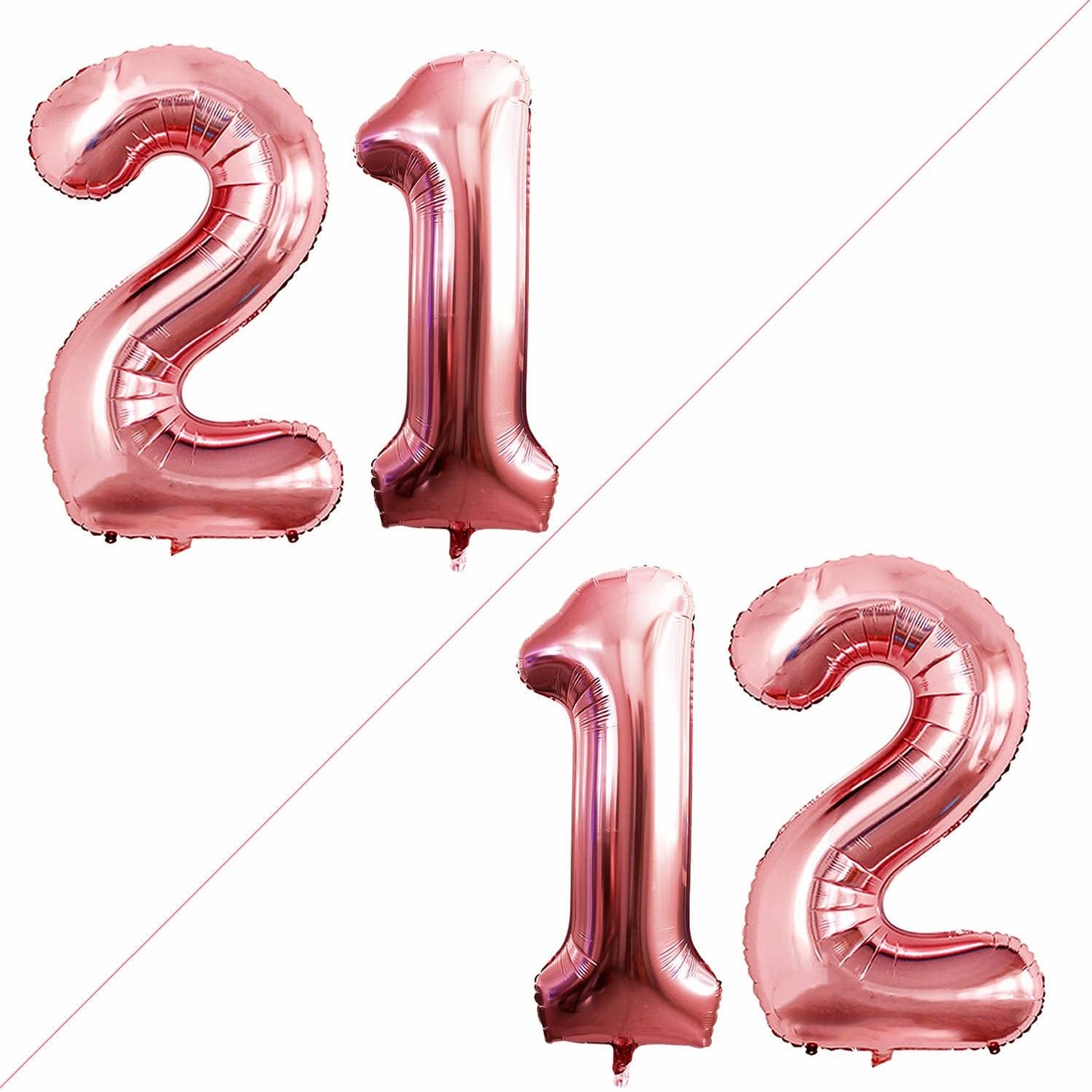 GOER Number 12 Balloons for 12th Birthday Sweet 12 Party Decorations,42 Inch Jumbo Foil Helium 21 Balloons for 21st Birthday Party Decoration (Rose Gold)