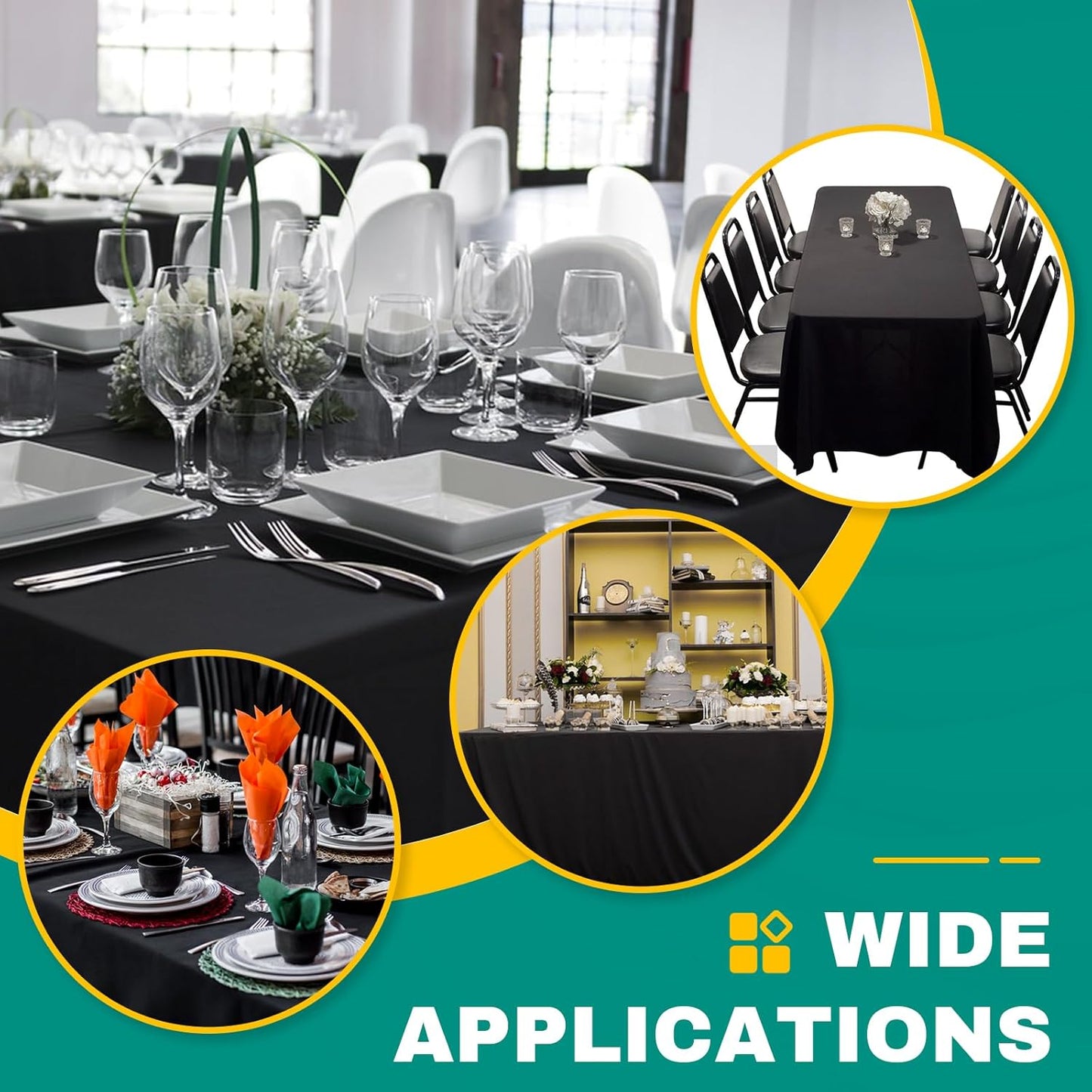 20 Pack Black Plastic Table Cloths Disposable, 54 x 108 Inches Plastic Table Cover for Rectangle Tables, Disposable Tablecloth for Dinning, Parties, BBQ, Wedding, Outdoor