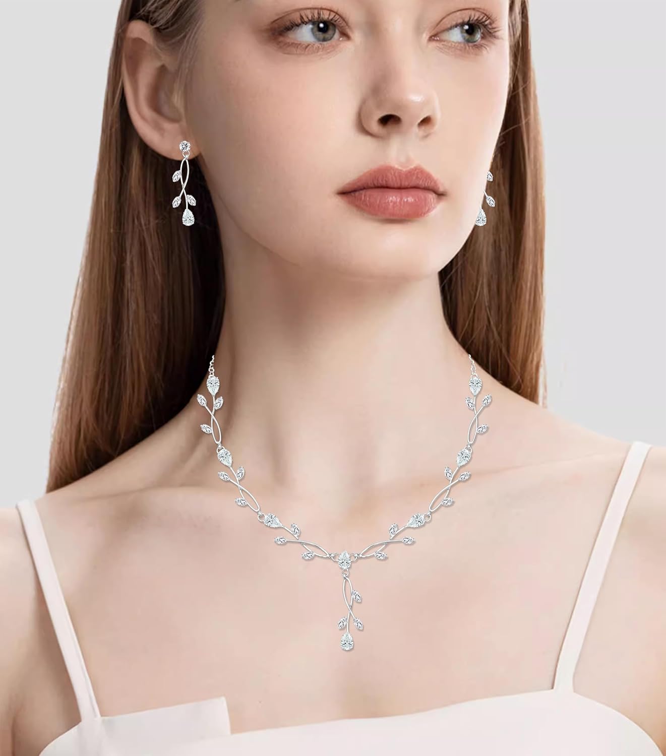 Elegant Bridal Jewelry Sets Clear Cubic Zirconia Wedding Necklace Earrings Bracelet Set for Birdes Bridesmaids CZ Prom Jewelry