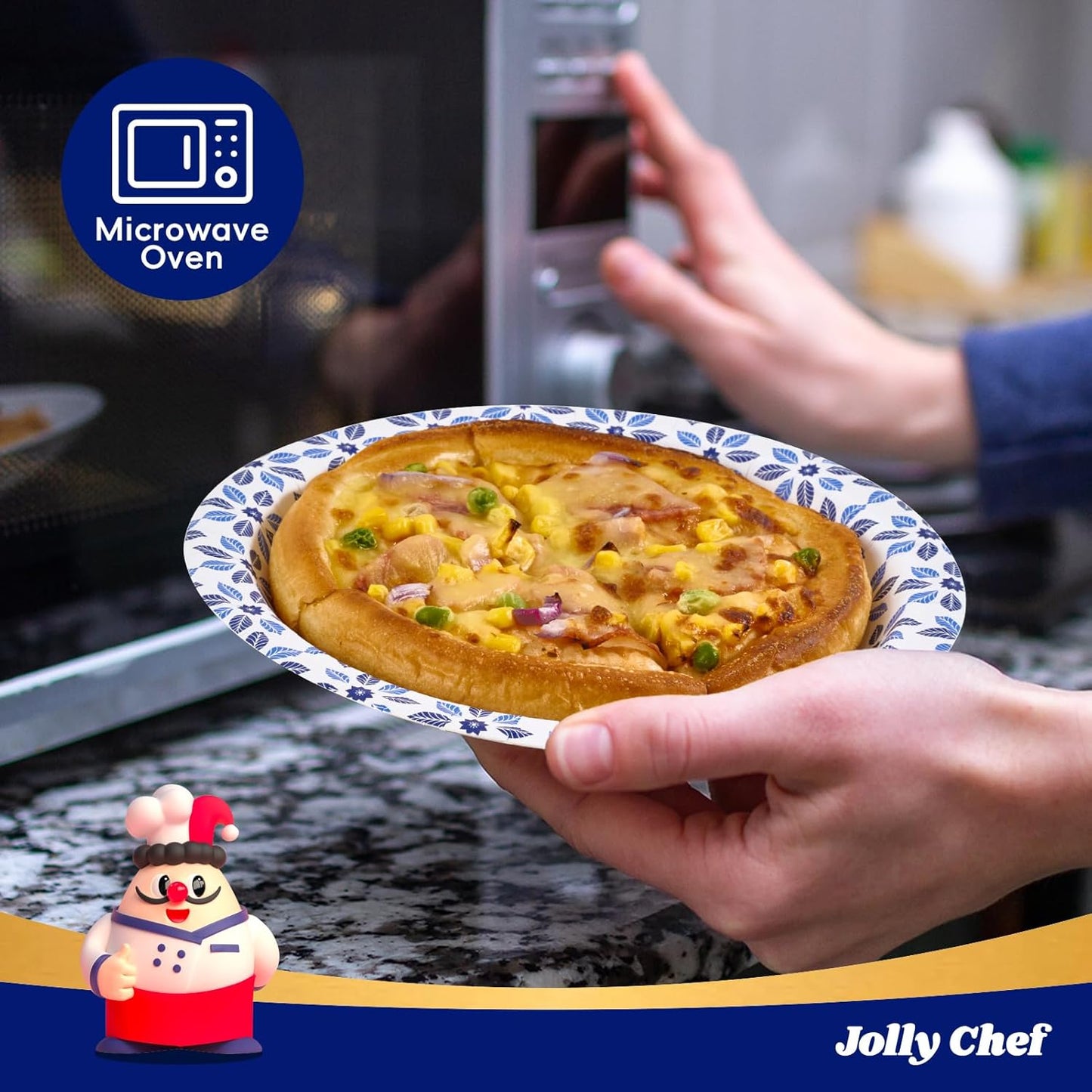 JOLLY CHEF 10 inch Disposable Paper Plates 500 Count, Soak Proof, Cut Proof, Heavy Duty Paper Plates for Thanksgiving or Everyday Use