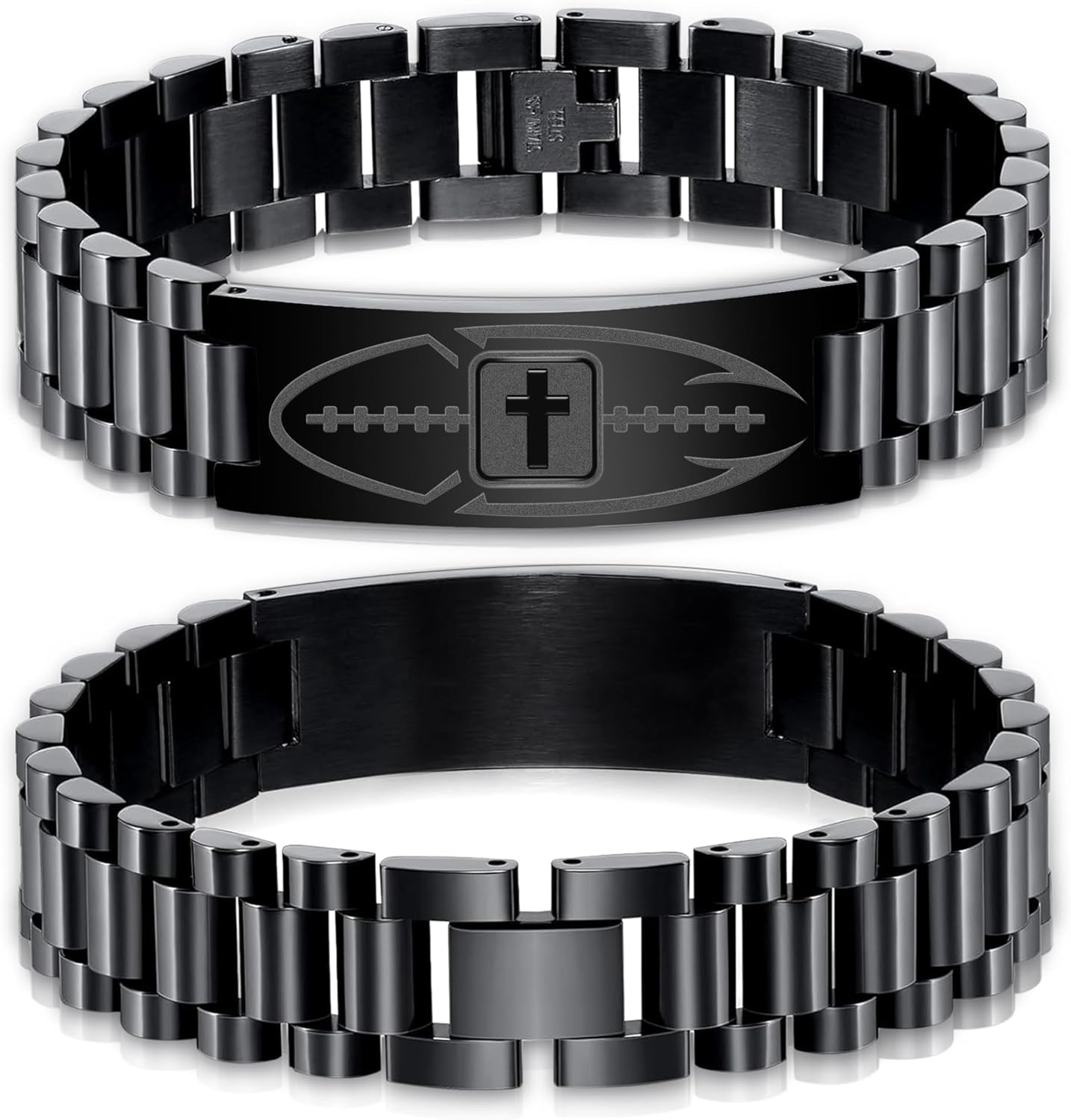 Football Gifts for Men Boys Youth Junior Coach Team Kids Player Football Bracelet Party Favors Accessories Religious Christian Bible Adjustable Stainless Steel Jewelry Gifts