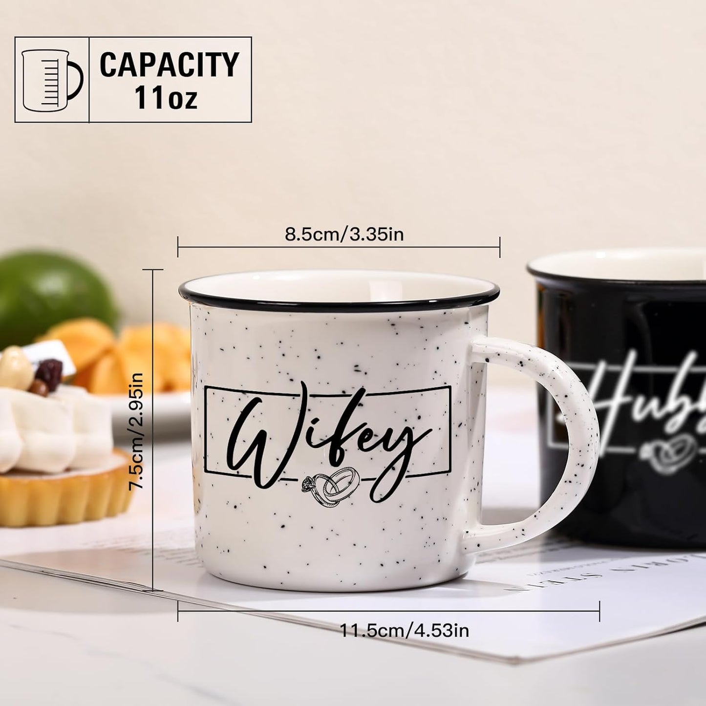 Wifey Hubby Mugs Set of 2 Coffee Mug 10 Ounce, Wedding and Bridal Shower Gift, His and Hers Gifts, Mr and Mrs Coffee Mug Set, Couples Gift for Bride Groom, Thanksgiving and Christmas Gifts