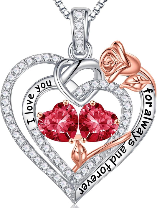 Iefil Christmas Gifts for Wife Women - 925 Sterling Silver Double Birthstone Necklace, Anniversary Birthday Gifts for Women, Jewelry Gift for Wife Girlfriend Mom Her