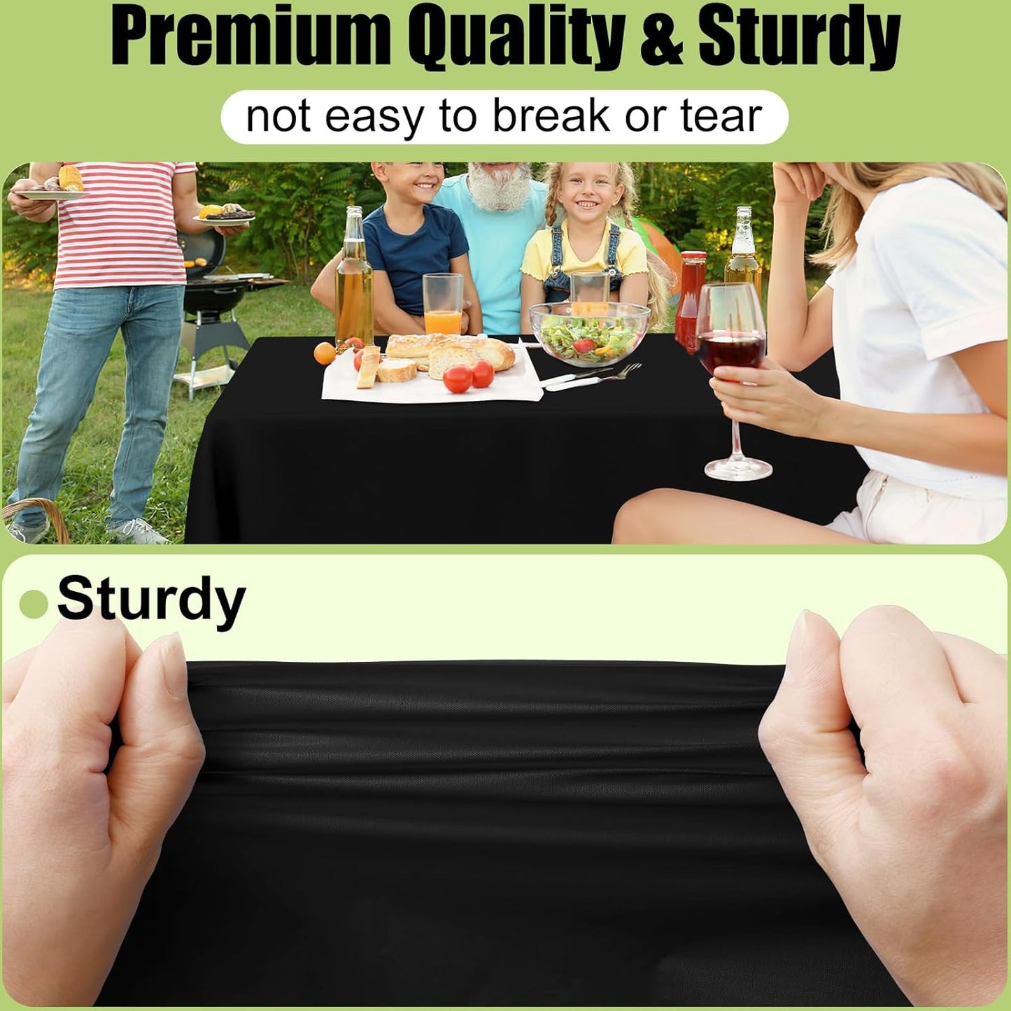Smiry 54 Inch x 100 Feet Disposable Table Cover Roll, Black Plastic Table Cloth in Cut-to-Size Box with Slide Cutter, Waterproof Rectangle Tablecloths for Weddings, Banquets, Outdoor