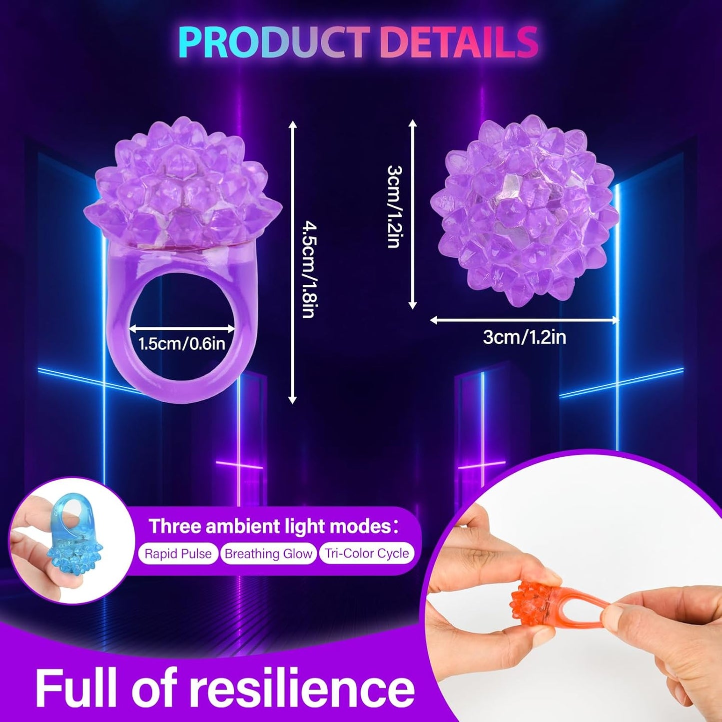 MINGOMINGO 25 Pack Led Light up Rings & Glow Rings Bulk Party Favors - 3-Mode Flashing LED Jewelry, Treasure Box Toys for Classroom, Easter Egg Fillers, Bulk Halloween Christmas Concert Supplies