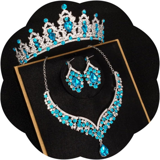 Crowns and Tiaras jewelry sets for Wedding princess birthday party Halloween Prom Pageant Jewelry for Women Crystal Bridal Jewelry Set for women