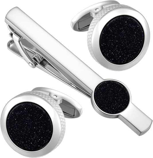 GWD Cufflinks and Tie Clip Set for Men Personalized Cuff Links Business Wedding Father's Day Gift